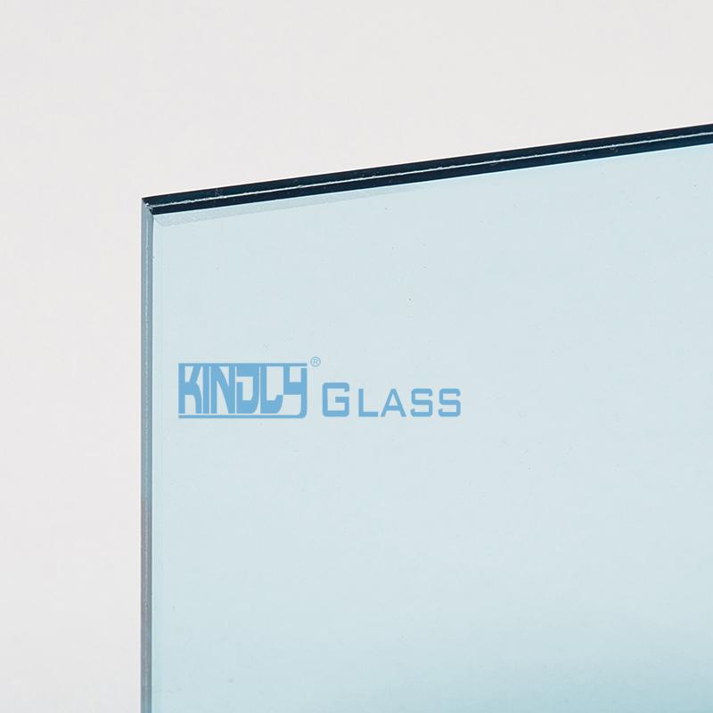 Vidrio laminado PVB de transparente y azul océano 0.38 mm